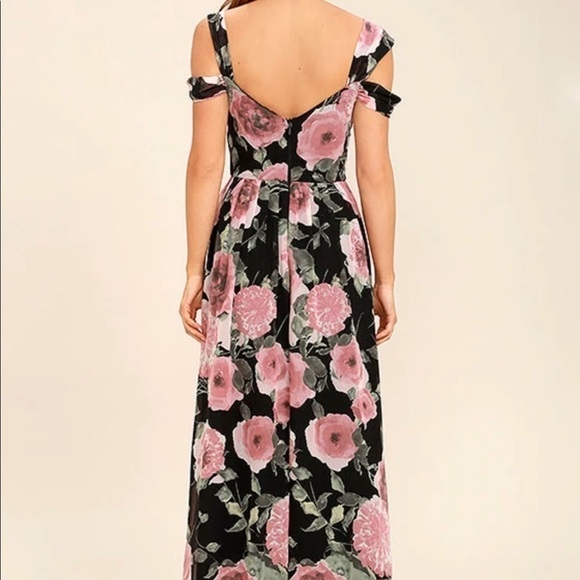 Lulus Give Me Amore Black and Pink Floral Print Maxi Dress, New With Tags - Picture 3 of 12